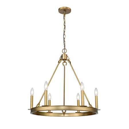 Barclay 6 Light Chandelier, Olde Brass